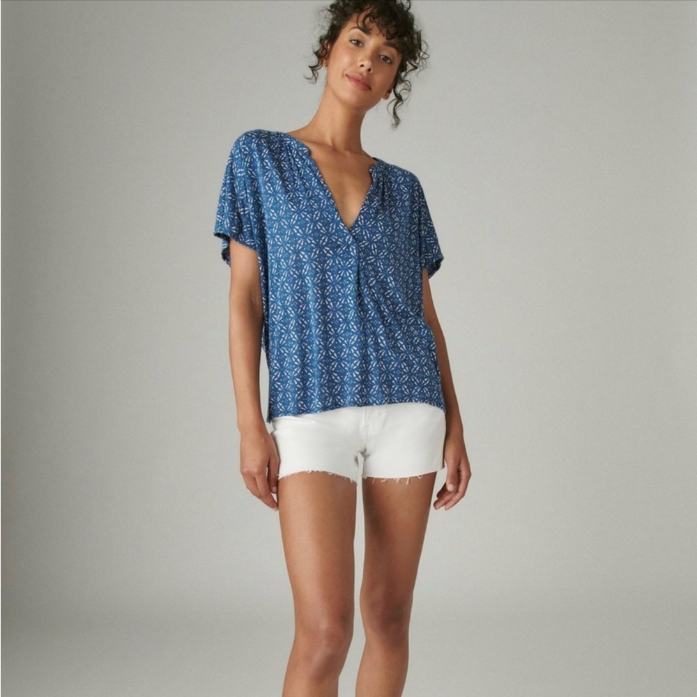 Lucky Brand Boho Short Sleeve Top NWT